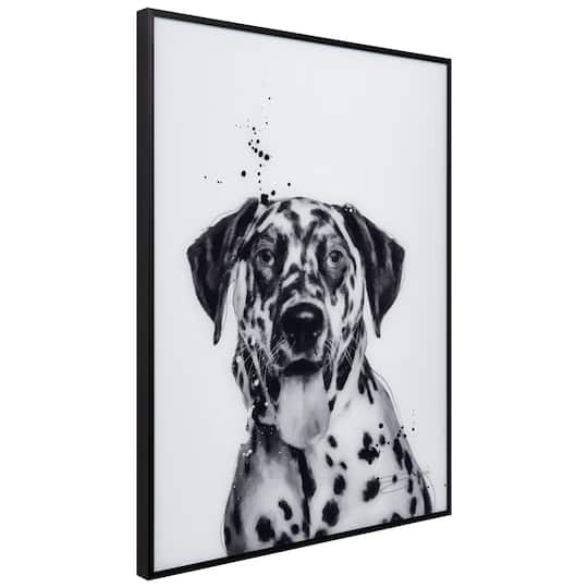 Empire Art Direct 24" x 18" Black & White Dalmatian Pet Wall Art Glass Black Frame